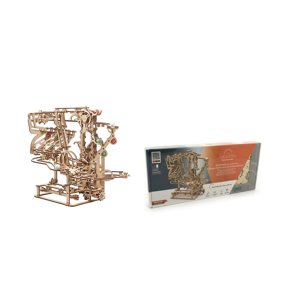 UGears Marble Run Chain Hoist Model Kit - DIY Wooden Marble Run