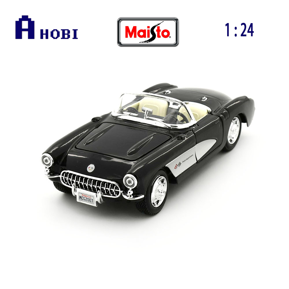 Maisto 1:24 Scale 1957 Chevrolet Corvette Black Diecast Model Detailed  Interior and Exterior